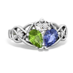 Tanzanite 'One Heart' Celtic Knot Claddagh 14K White Gold ring R5322