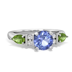 Tanzanite 6Mm Round Eternal Embrace Engagement 14K White Gold ring R2005