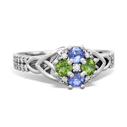 Tanzanite Celtic Knot Cluster Engagement 14K White Gold ring R26443RD