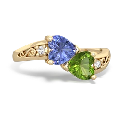 Tanzanite Snuggling Hearts 14K Yellow Gold ring R2178