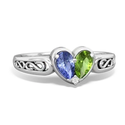 Tanzanite Filligree 'One Heart' 14K White Gold ring R5070