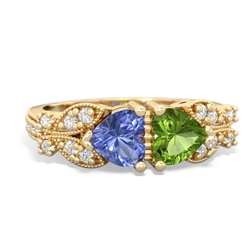 Tanzanite Diamond Butterflies 14K Yellow Gold ring R5601