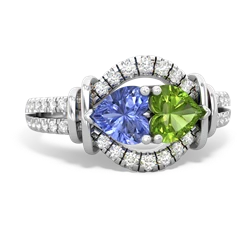 Tanzanite Art-Deco Keepsake 14K White Gold ring R5630