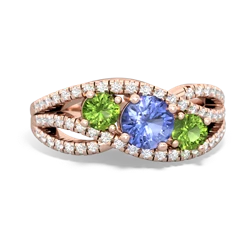 Tanzanite Three Stone Aurora 14K Rose Gold ring R3080