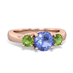 Tanzanite Three Stone Round Trellis 14K Rose Gold ring R4018