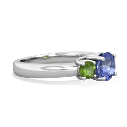 Tanzanite Three Stone Round Trellis 14K White Gold ring R4018