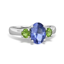 Tanzanite Three Stone Oval Trellis 14K White Gold ring R4024