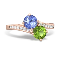 Tanzanite Channel Set Two Stone 14K Rose Gold ring R5303