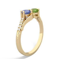 Tanzanite Infinity Pave Two Stone 14K Yellow Gold ring R5285