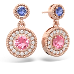 Tanzanite Halo Dangle 14K Rose Gold earrings E5319