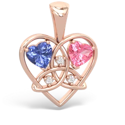 Tanzanite Celtic Trinity Heart 14K Rose Gold pendant P5331