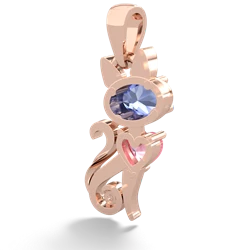 Tanzanite Kitten 14K Rose Gold pendant P5780