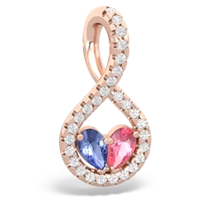 Tanzanite Pave Twist 'One Heart' 14K Rose Gold pendant P5360