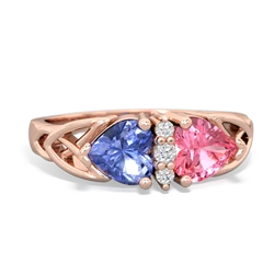 Tanzanite Celtic Knot Double Heart 14K Rose Gold ring R5040