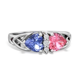 Tanzanite Celtic Knot Double Heart 14K White Gold ring R5040