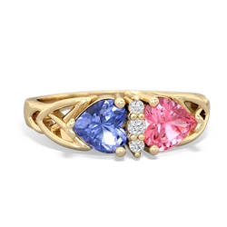 Tanzanite Celtic Knot Double Heart 14K Yellow Gold ring R5040