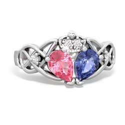 Tanzanite 'One Heart' Celtic Knot Claddagh 14K White Gold ring R5322