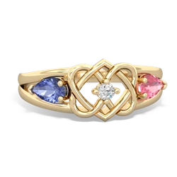 Tanzanite Hearts Intertwined 14K Yellow Gold ring R5880