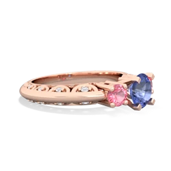 Tanzanite Art Deco Eternal Embrace Engagement 14K Rose Gold ring C2003