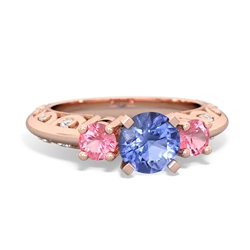 Tanzanite Art Deco Eternal Embrace Engagement 14K Rose Gold ring C2003