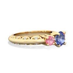 Tanzanite Art Deco Eternal Embrace Engagement 14K Yellow Gold ring C2003