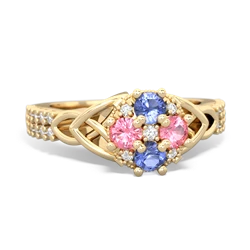 Tanzanite Celtic Knot Cluster Engagement 14K Yellow Gold ring R26443RD