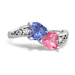 Tanzanite Snuggling Hearts 14K White Gold ring R2178