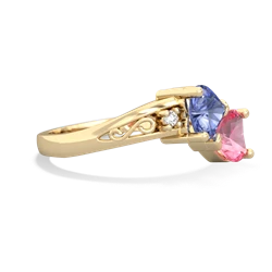 Tanzanite Snuggling Hearts 14K Yellow Gold ring R2178