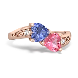 Tanzanite Snuggling Hearts 14K Rose Gold ring R2178