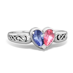 Tanzanite Filligree 'One Heart' 14K White Gold ring R5070