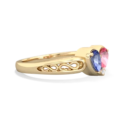 Tanzanite Filligree 'One Heart' 14K Yellow Gold ring R5070