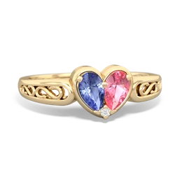 Tanzanite Filligree 'One Heart' 14K Yellow Gold ring R5070