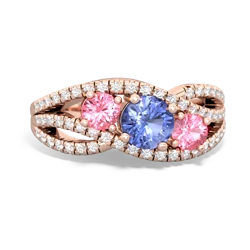 Tanzanite Three Stone Aurora 14K Rose Gold ring R3080