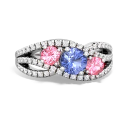 Tanzanite Three Stone Aurora 14K White Gold ring R3080