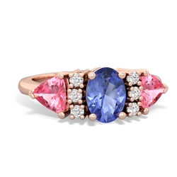 Tanzanite Antique Style Three Stone 14K Rose Gold ring R2186