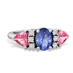 Tanzanite Antique Style Three Stone 14K White Gold ring R2186