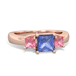 Tanzanite Three Stone Trellis 14K Rose Gold ring R4015