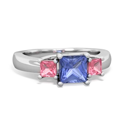 Tanzanite Three Stone Trellis 14K White Gold ring R4015