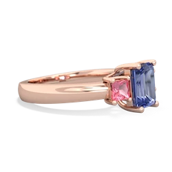 Tanzanite Three Stone Emerald-Cut Trellis 14K Rose Gold ring R4021