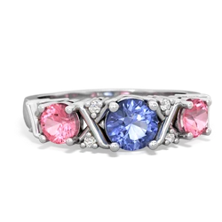 Tanzanite Hugs And Kisses 14K White Gold ring R5016