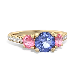 Tanzanite Pave Trellis 14K Yellow Gold ring R5500