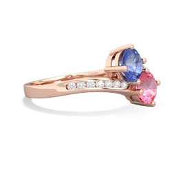 Tanzanite Channel Set Two Stone 14K Rose Gold ring R5303