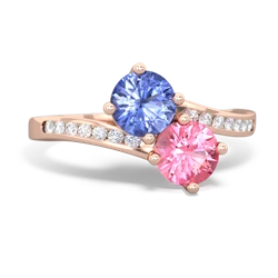 Tanzanite Channel Set Two Stone 14K Rose Gold ring R5303