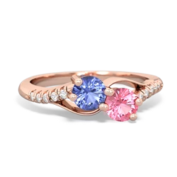 Tanzanite Infinity Pave Two Stone 14K Rose Gold ring R5285