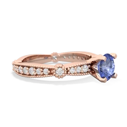 Tanzanite Sparkling Tiara 6Mm Round 14K Rose Gold ring R26296RD