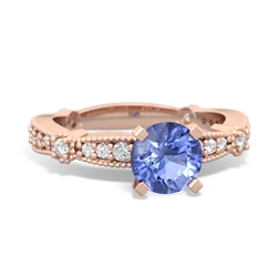 Tanzanite Sparkling Tiara 6Mm Round 14K Rose Gold ring R26296RD