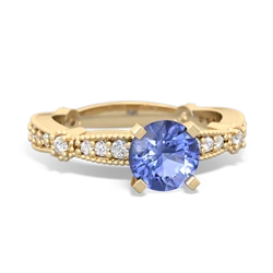 Tanzanite Sparkling Tiara 6Mm Round 14K Yellow Gold ring R26296RD