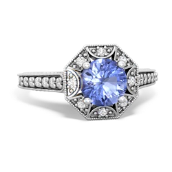 Tanzanite Art-Deco Starburst 14K White Gold ring R5520