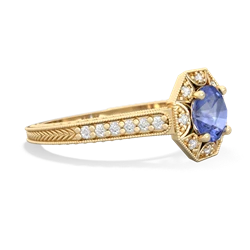 Tanzanite Art-Deco Starburst 14K Yellow Gold ring R5520