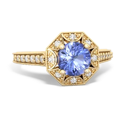 Tanzanite Art-Deco Starburst 14K Yellow Gold ring R5520